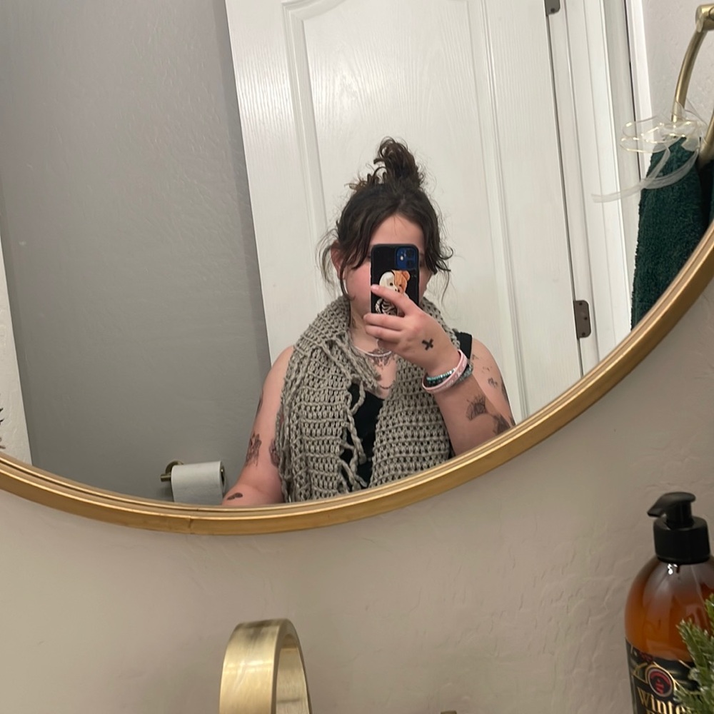 Light gray infinity scarf really cute with a lot of outfits